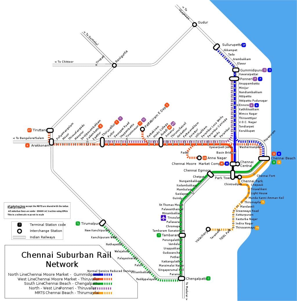 Chennai aldiriko trenbide-mapa
