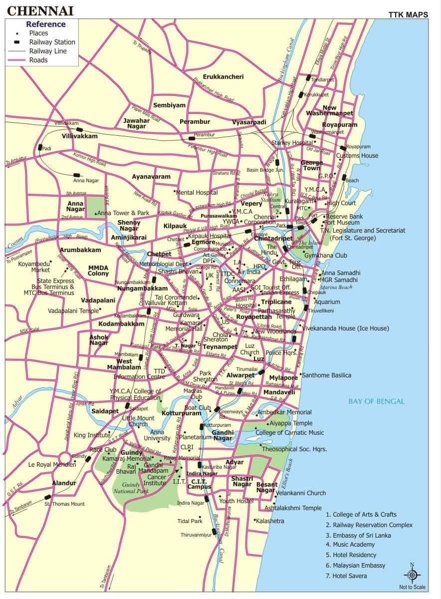 errepide mapa Chennai