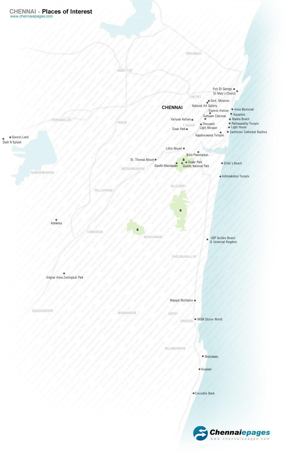 Chennai marina hondartza mapa