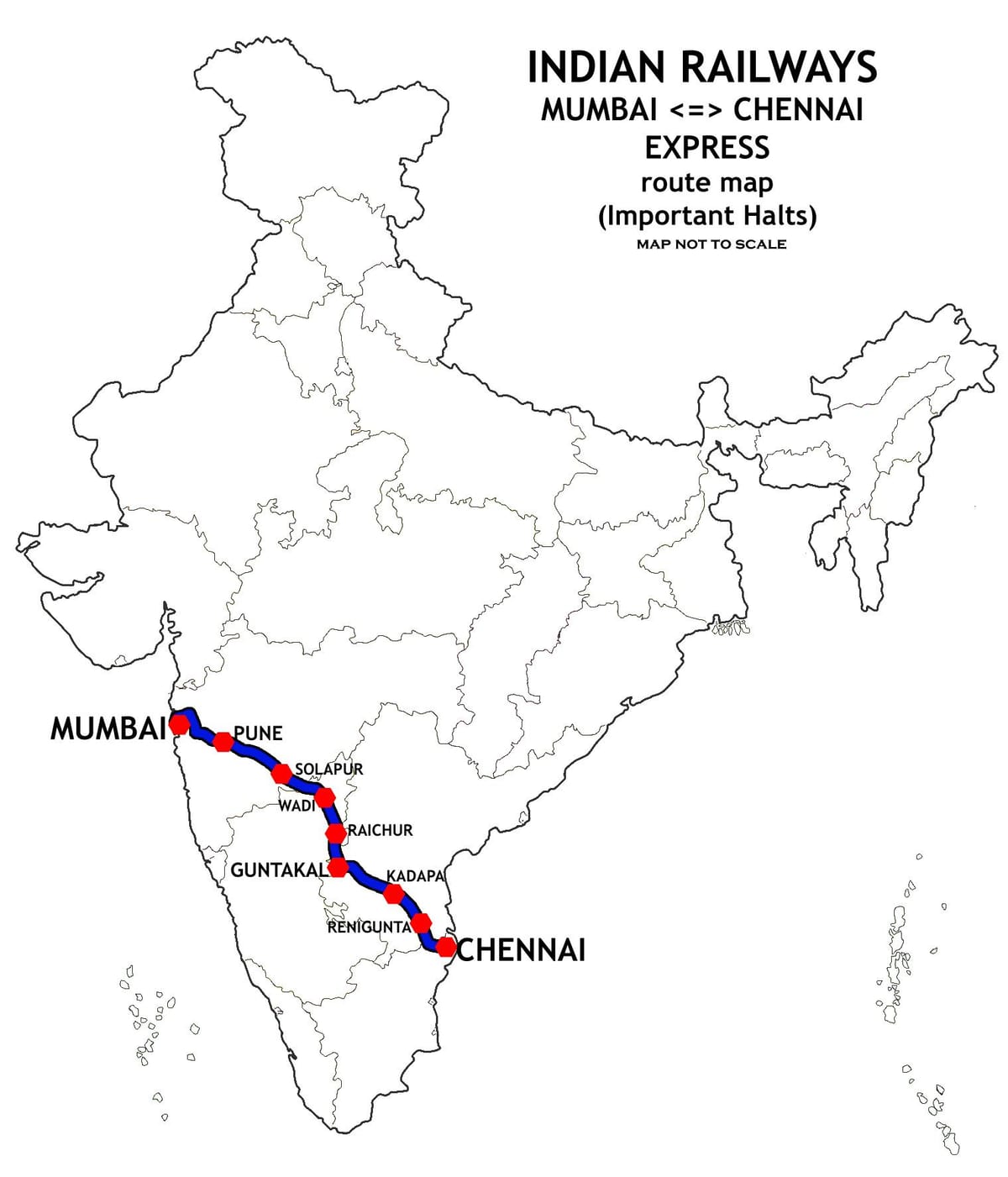 Mumbai Chennai tren ibilbidea mapa