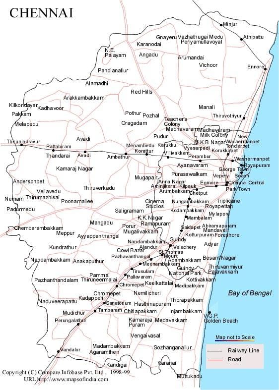 Chennai mapa norabide
