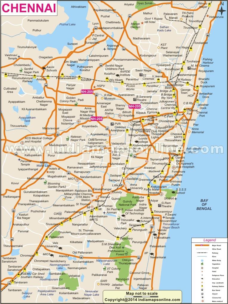 Chennai hiri osoa mapa