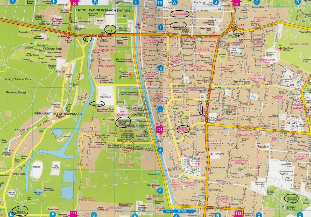 mapa zehatza Chennai